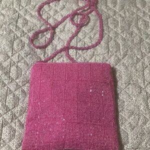 Pink Beaded Crossbody Bag